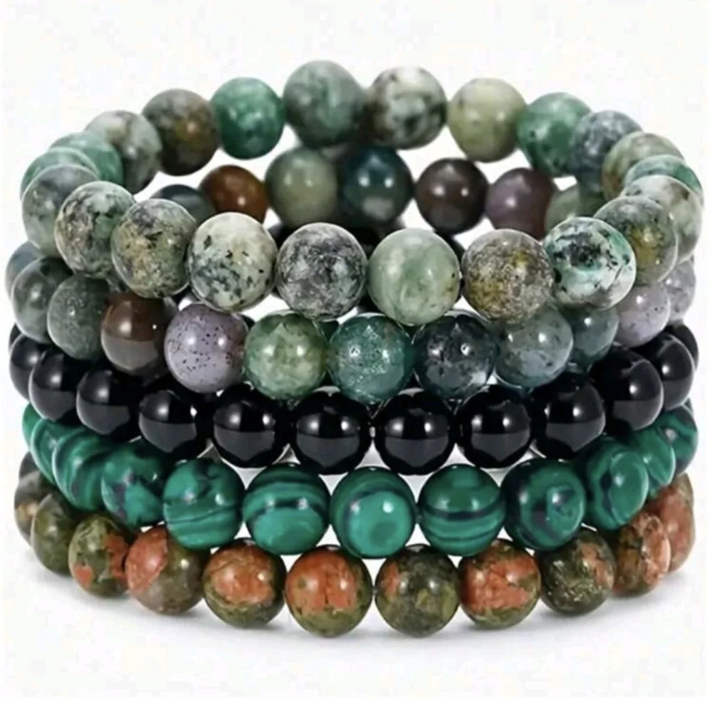 Natural Stone Bracelet Set Bohemian 70s Style Bracelets Jewelry Gift Idea Gifts